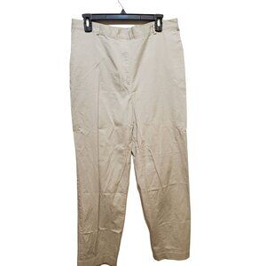 David Brooks Khaki Pants Size 14 Women Beige Solid Cotton Blend sku3